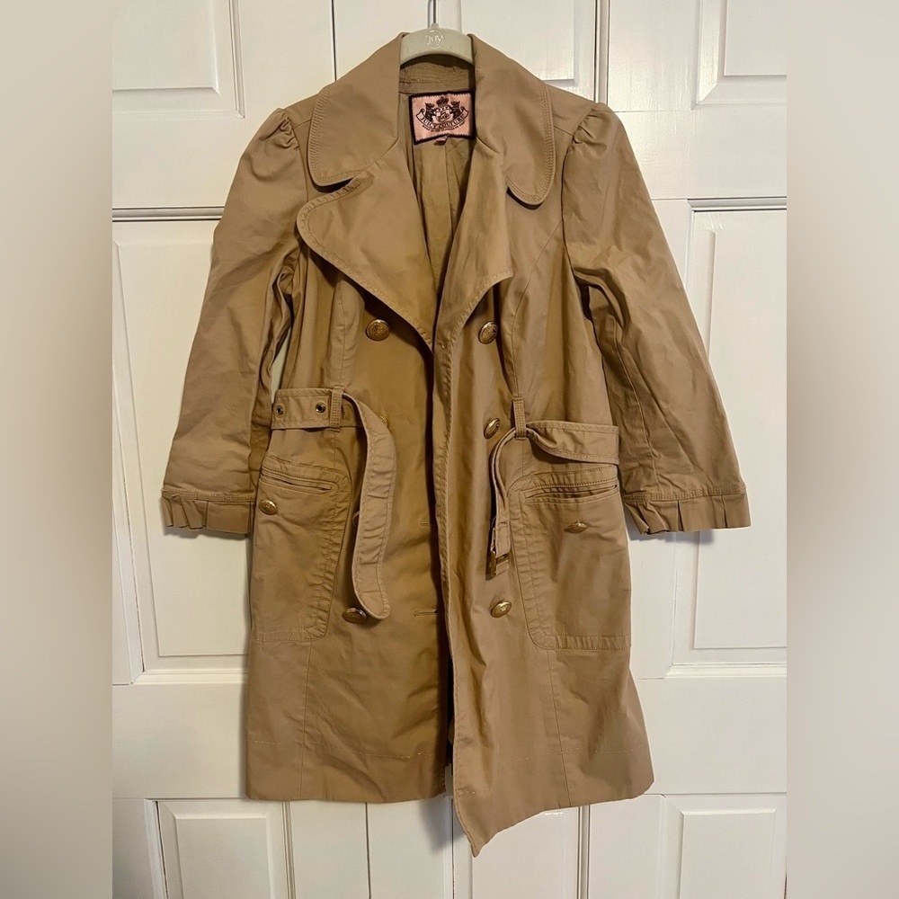Juicy Couture Double Breasted‎ Trench Coat Size Medium
